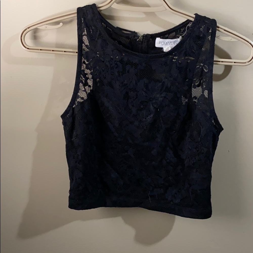 Black with lace crop top